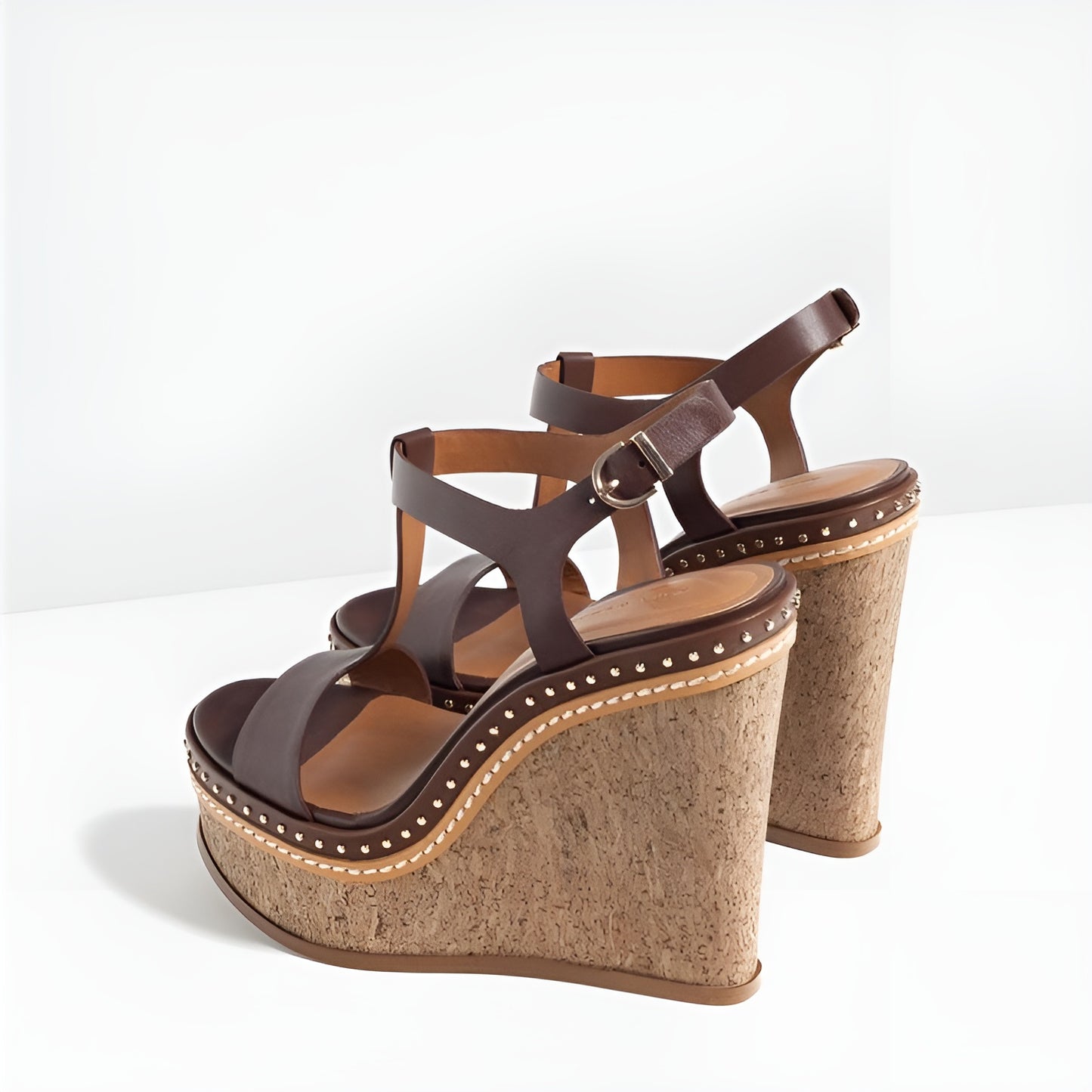 Leather Studded Wedges